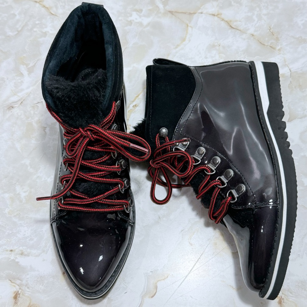 Johnston & Murphy Black and Red Ankle Boots